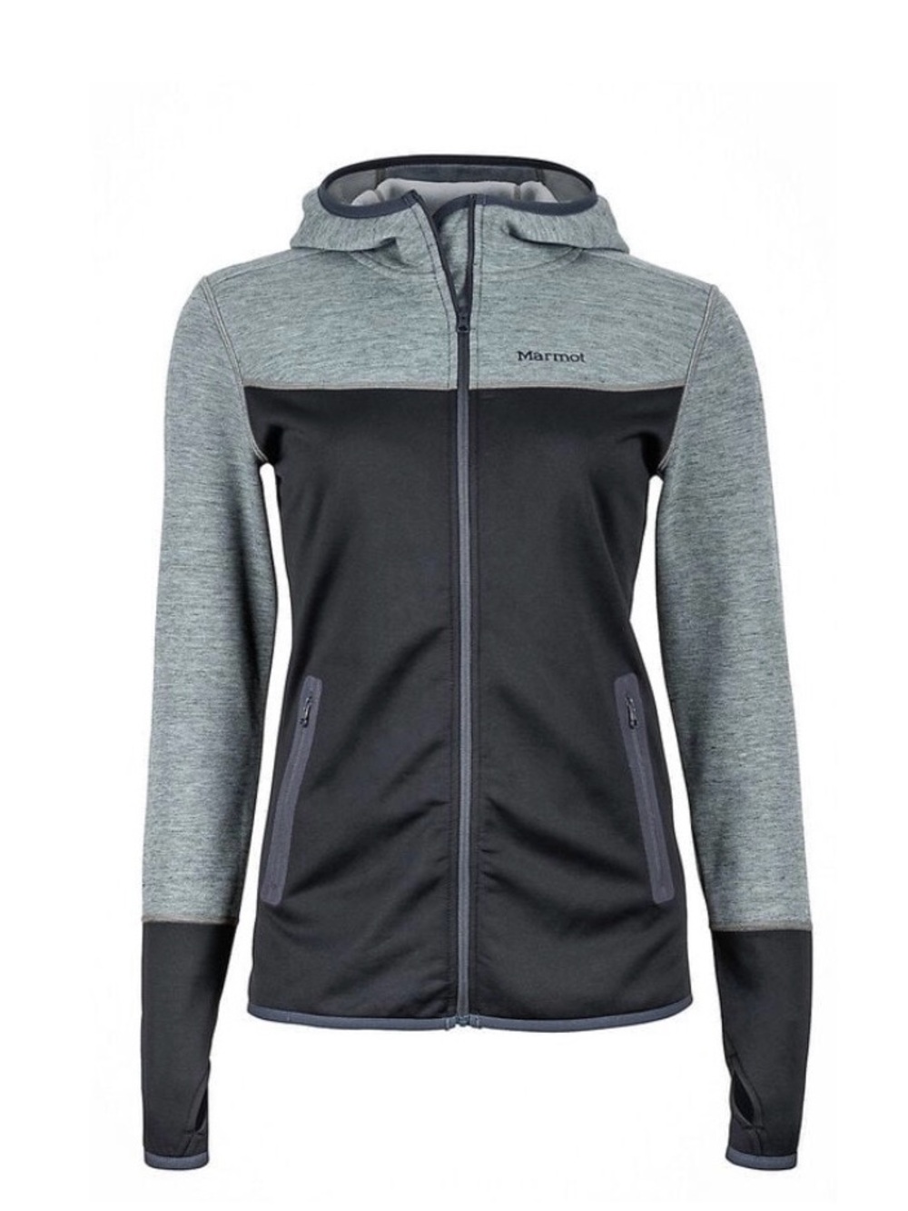 Marmot Women's Sirona Two-Tone Hooded Softshell Jacket - Light Gray & Black